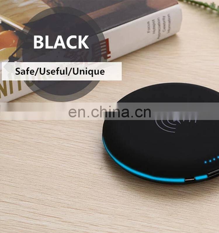 Round shape keychain 5000mah wireless Fast Charge portable power bank
