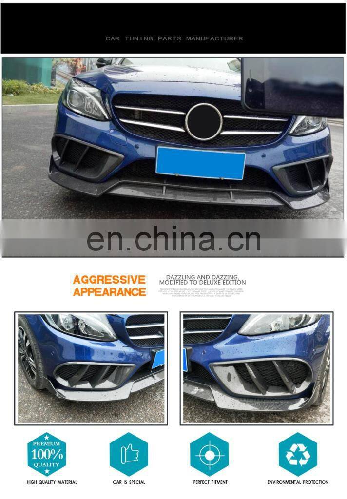 Carbon Fiber Front Bumper Air Vents Trim Mesh Grill Frame for Mercedes Benz W205 C63 AMG C180 C200 C Class 2015-2018