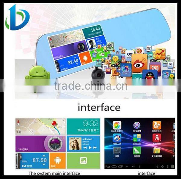 5 inch screen android rearview mirror with gps camera
