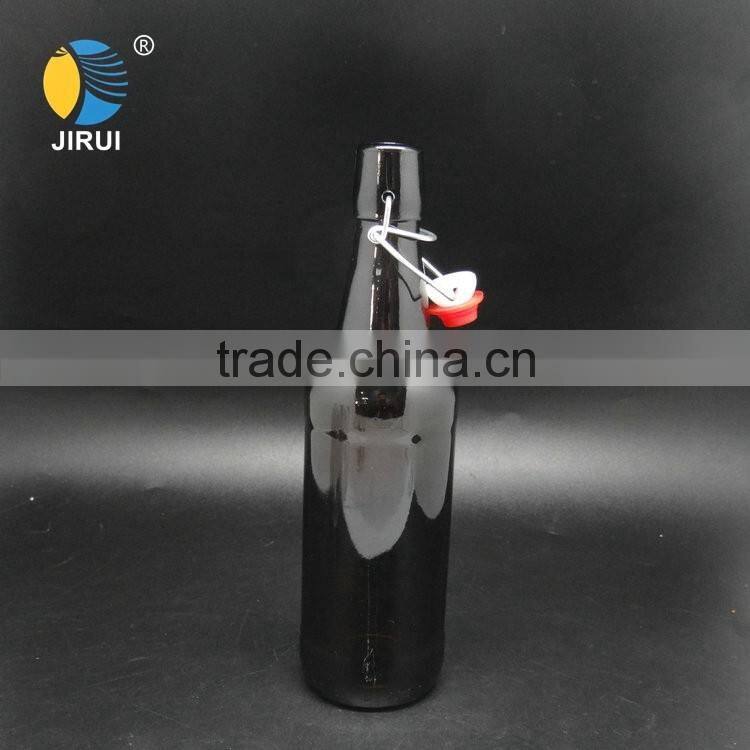 wholesale 500ml high quality food grade amber glass beer bottle with swing top