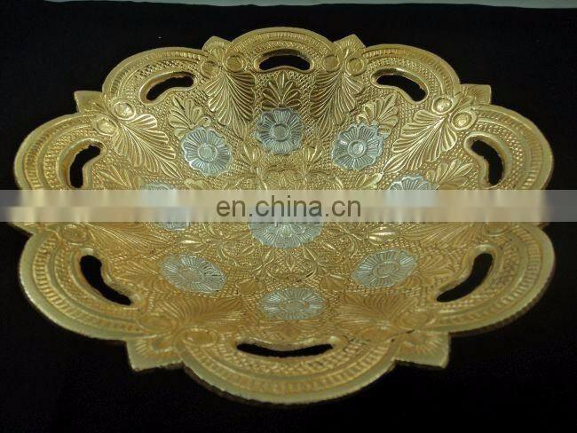gola and silver plated antique serving bowl