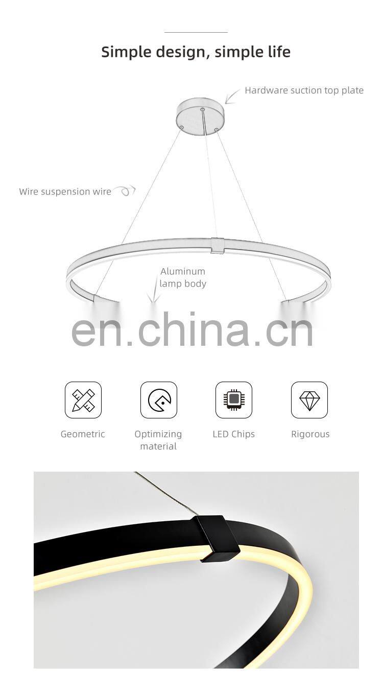 HUAYI New Arrival Living Room Indoor Decoration Hanging Circular LED Modern Pendant Light