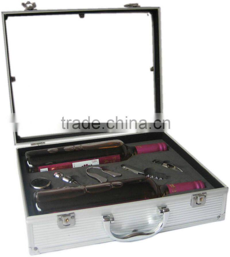 2015 aluminum profile fireproof shell aluminum wine case box with lock and handle