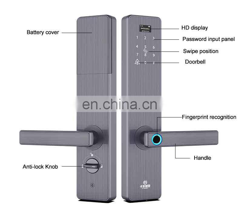 High Security Fingerprint Open Smart Door Lock With Automatic Alarms for wooden door anti - theft door