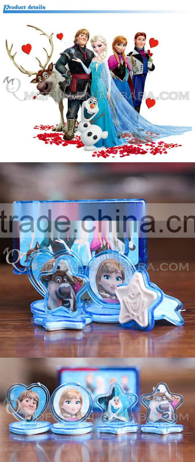 Mini Qute new Europe and America Hot Selling 4 in 1 cartoon Frozen doll princess anna & elsa olaf Stamp kids educational toys
