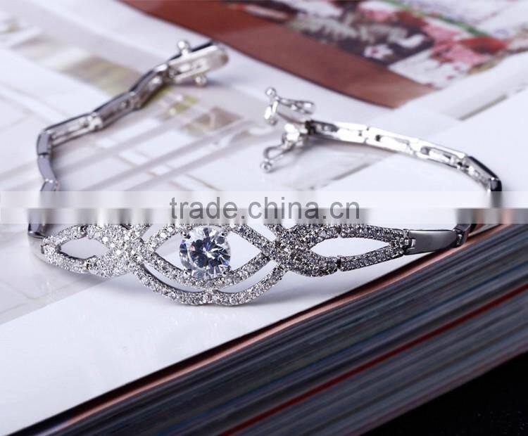 2016 Trendy Item Give Away Brass Jewelry Cc Crystal Clear White Gold Bracelet