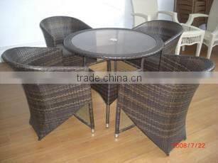 Modern rattan used coffee shop table and chairs wicker outdoor stainless steel coffee table