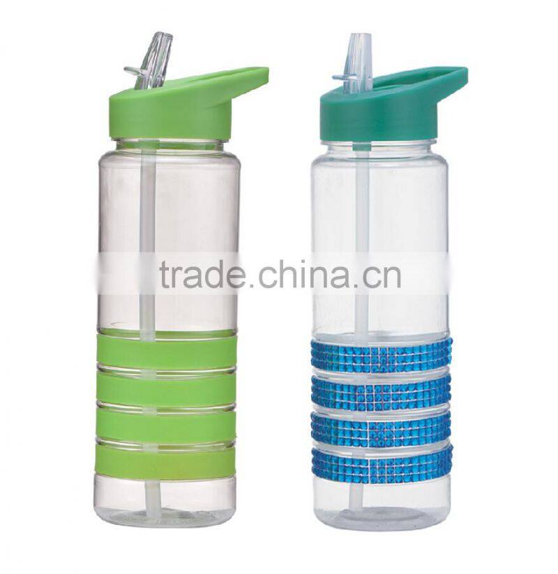 Plastic Sports Drinking Water Bottles With Silicone Ring