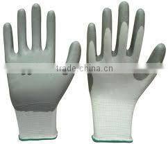 Nylon liner pu coated safety glove