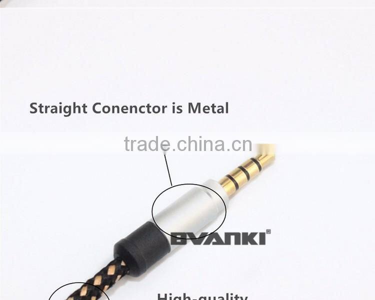 new products 2016 Quality nylon Fabric braided Aux cable 3.5mm male male colorful audio cable free samples