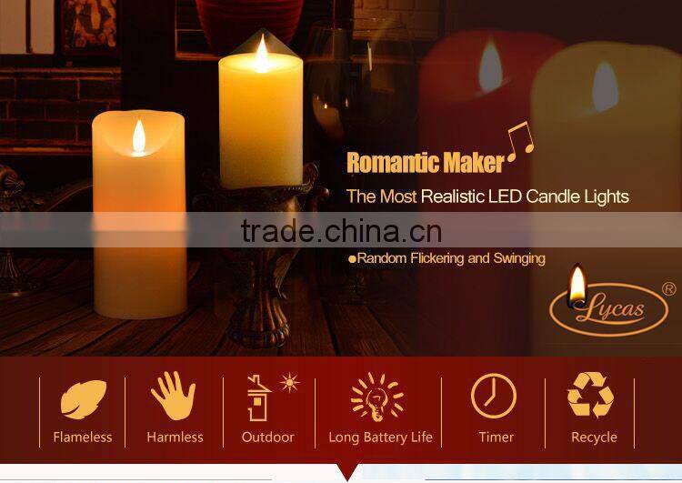 ABEI Lycas patented Ivory pillar flameless 3D moving flame led candle niganha