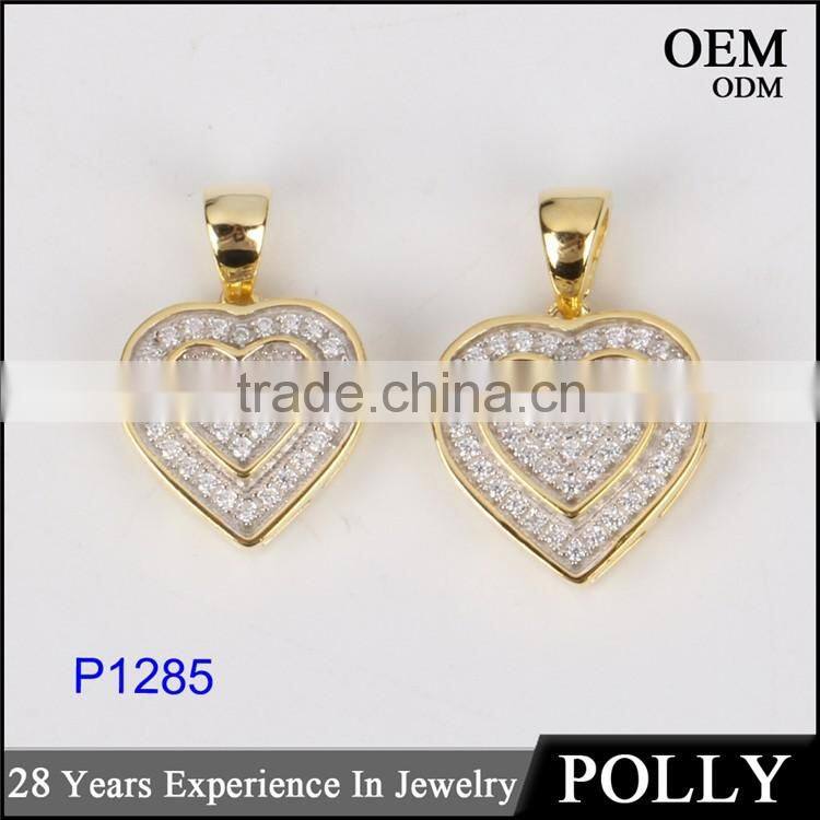 2016 valentine's day gift heart shape 925 silver hip hop pendant jewelry custom