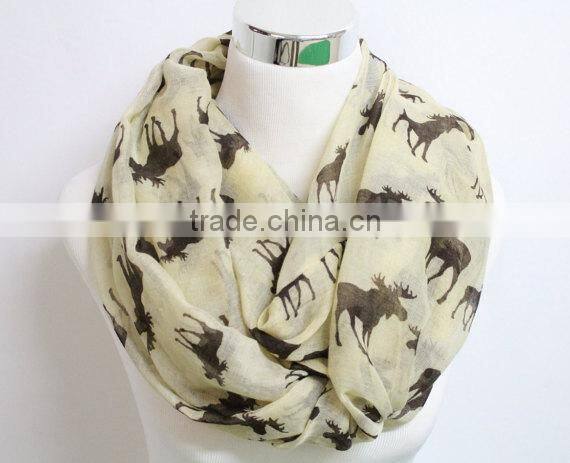Hot Selling 2015 New Antelope Pattern Print Fashionable Lady Scarf