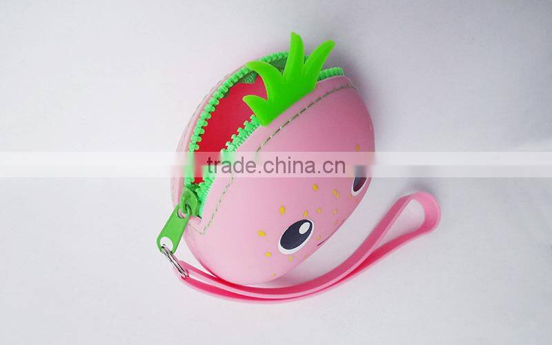 2015 Wholesale dumpling shaped silicone zipper wallet for christmas gifts/zippered around coin purse