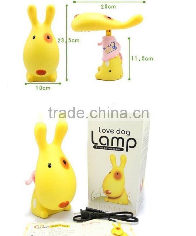 Cute Rechargeable 0.8W 16 LED Lovely Dog Desk Lamp Light AC Charging and USB Charging for Children Student Learning Reading