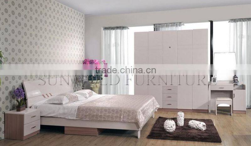 latest double bed designs wooden bed picture(SZ-BT008)