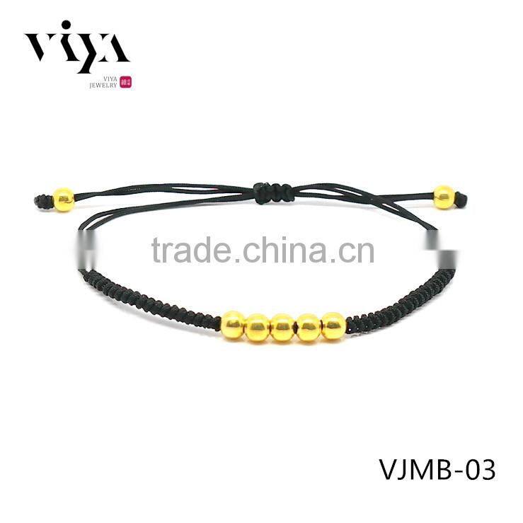 18kt Rose Gold Plated Beads Macrame Bracelet with red nylon rope