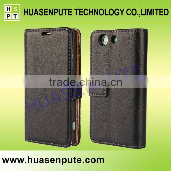 2015 Stylish High Quality Retro Book Style Leather Case for Sony Xperia Z3 Mini