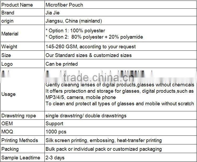 2015 hot selling microfiber pouch for iphone 6 cellphone