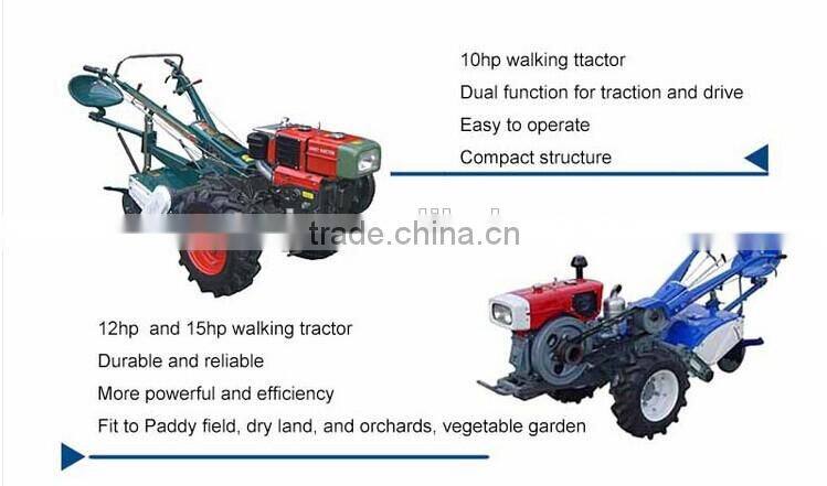 2014 hot sales walking tractor with plough and tiller and grass mower and trailer
