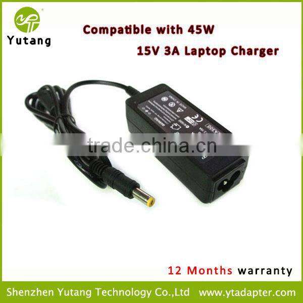 Replacement 15v 3A Switching Power Adapter for Brand Laptop