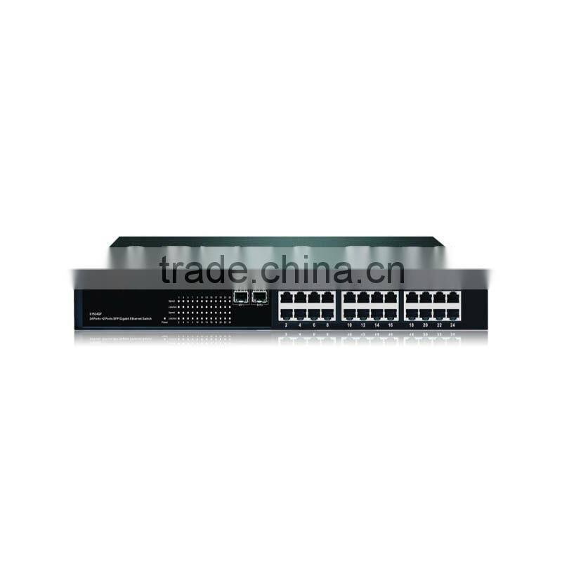 10/100/1000M 24 RJ45 port + 2 FX(SFP) port Fiber Ethernet Switch