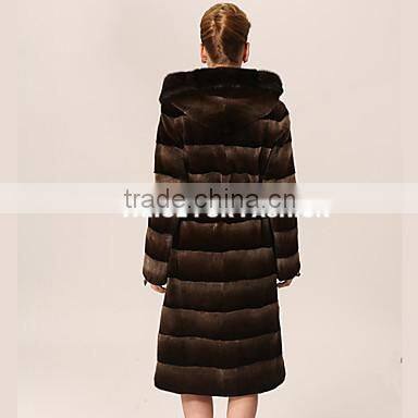 rex14020 Long Sleeve Hood dyed Rex Rabbit Fur Coat