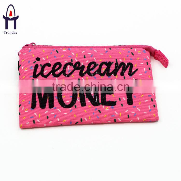 Heat transfer or silk printing mini canvas coin purse, lady wallet