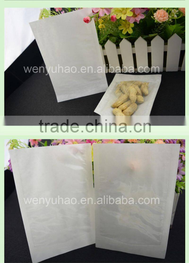custom made clear food grade Three side sealed white paper bag for grocery food wholesale