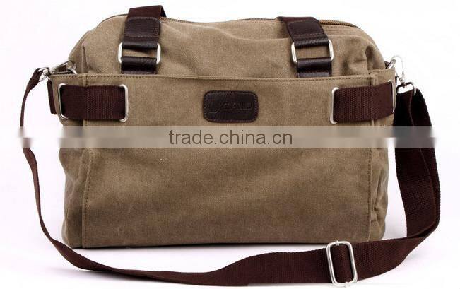 Top quality fashion mens canvas tote bag leather handle canvas bag men