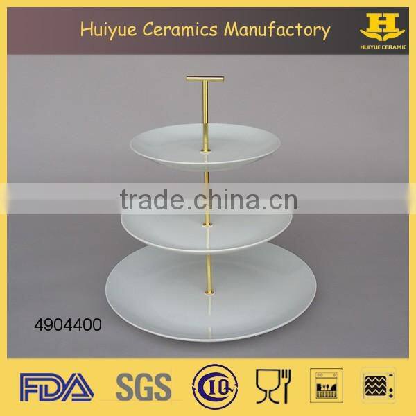 2015 new product factory directly ceramic cake stand, 3 tiers ceramic cake stand
