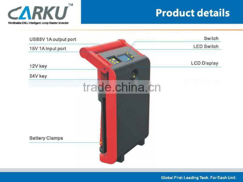 Carku 30000mAh car jump starter LCD displayer for diesel truck 12V/24V