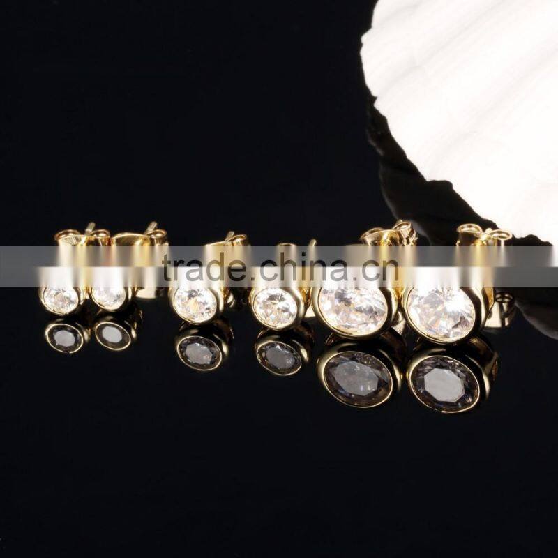 2016 new wholesale fashion jewelry ladies earrings designs clear crystal gold earring