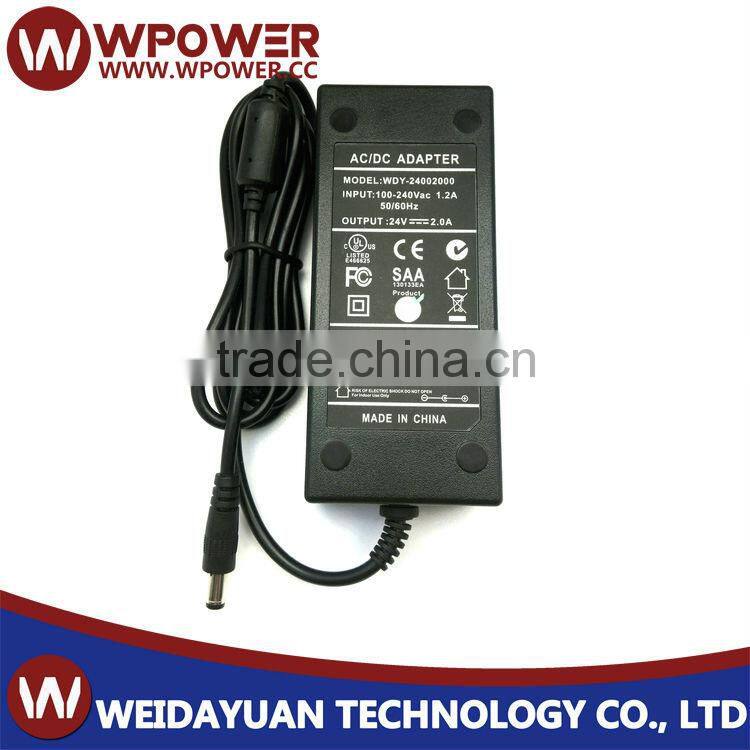 48w ac dc adapter 24v 2a with UL.Class2 approves,dc jack:5.5*2.1,hot sell!