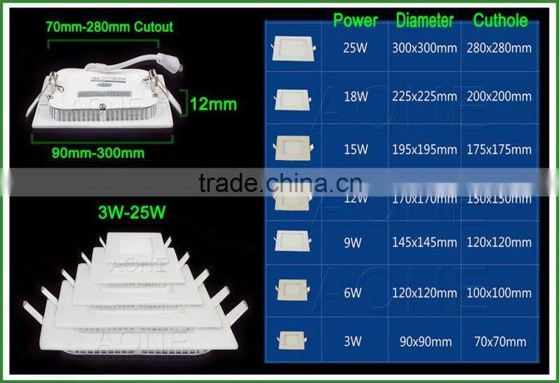 Rcetangle Downlight Super Thin 80Ra 3w to 120 watt AC85 - 265V SMD LED Panel Light SAA CE RoHs