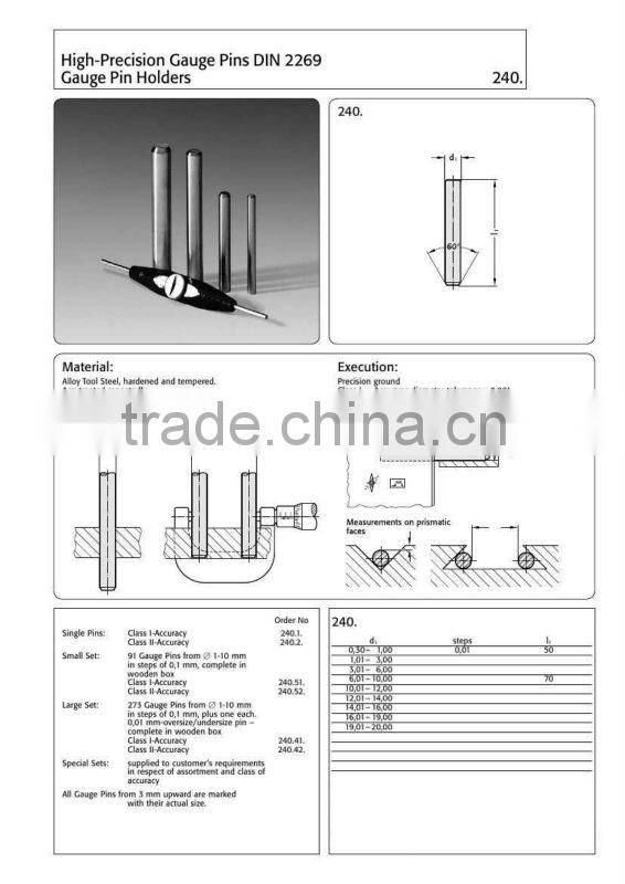 pin gauge set / pin thickness gauge / Pin Gauges
