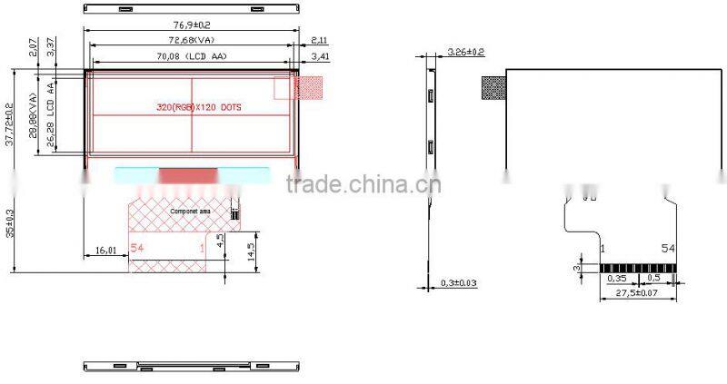 2.9'' inch 320(RGB)*120 TFT digital scale LCD panel