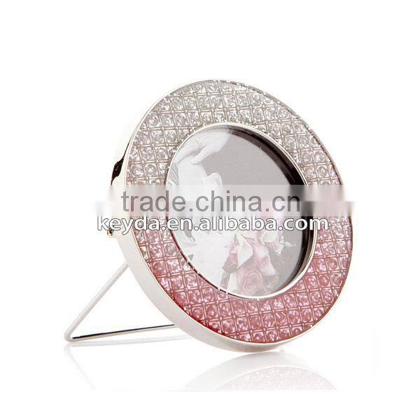 Jeweled Pewter Photo Frame in Heart-Shaped with Crystal