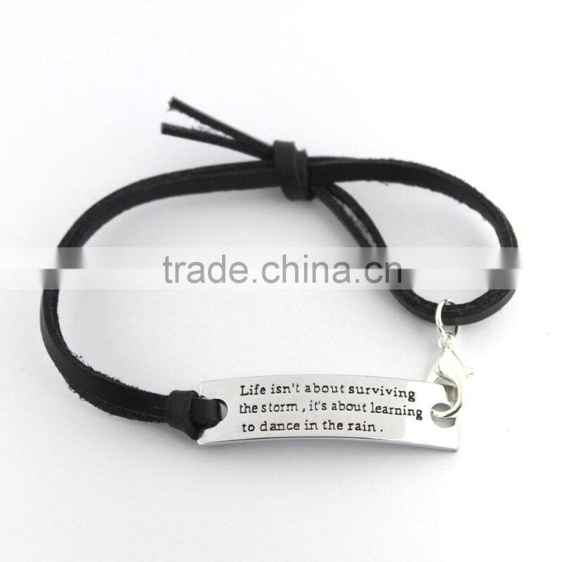 Personalized Leather Bracelets Personalized Bracelets With Engraved Alloy Charms