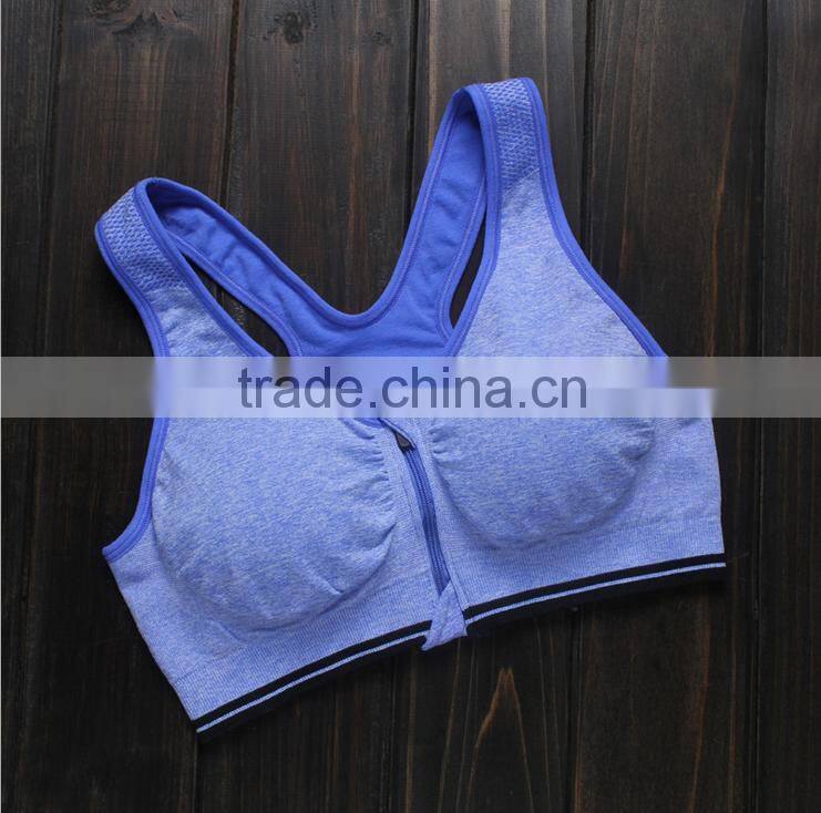 Women's Zipper Shockproof Breast Padded Fitness Sports Bra