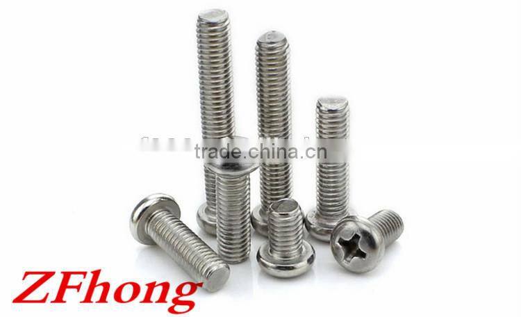 M1 to M6 stainless steel 304 A2-70 pan head cross recessed machine screw