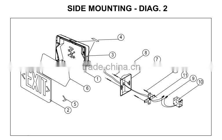 ET-100 UL listed LED rechargeable 2 sided exit sign