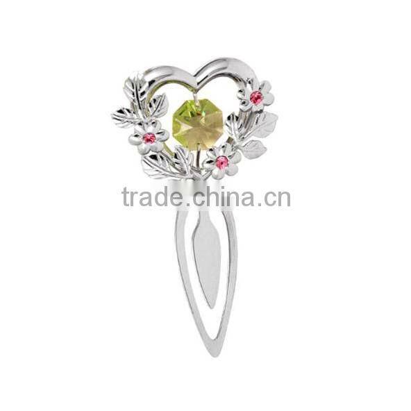 2013 hottest heart shape crystal paper clip bookmark