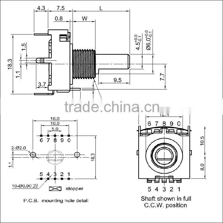 RS17-12 pole 6 position rotary switch volume on-off switch rotary switch rotary switch 4 pole 2section pins rotary switch