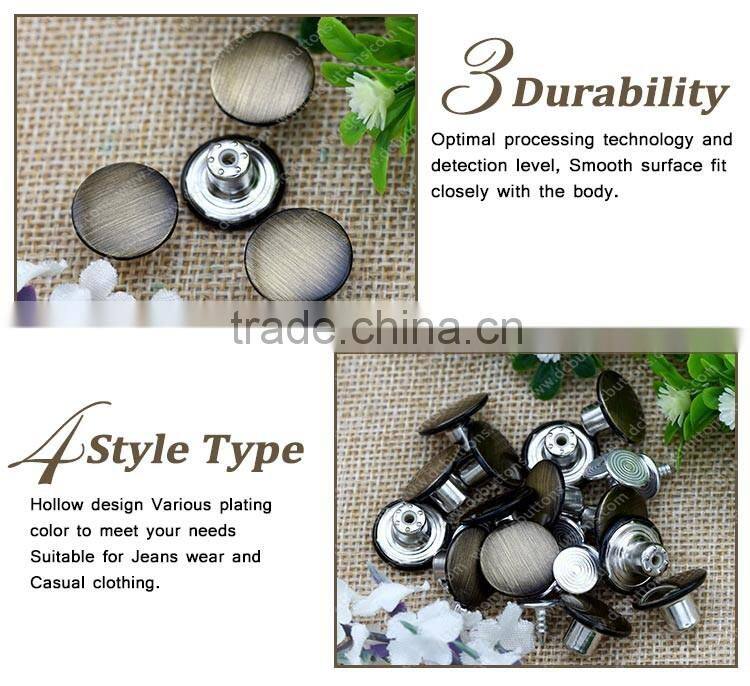 Factory Supply Fashion metal cover custom denim jeans button