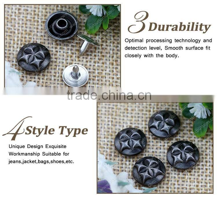 2016 decorative rivets garment rivet custom metal button for jean jacket