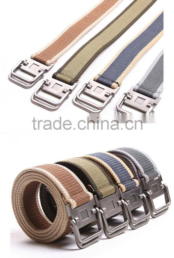 Male thickening canvas casual Men's woven belt buckle bicyclic