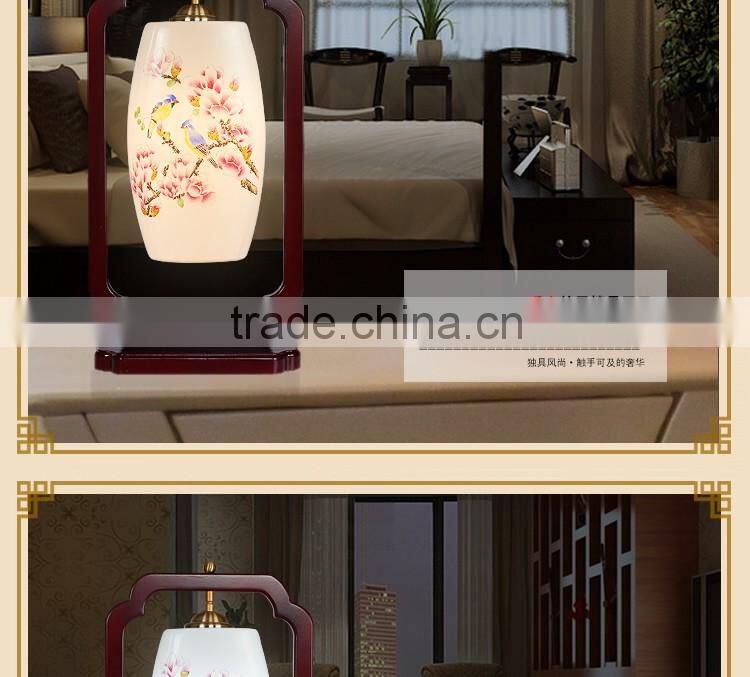 Natural wood table light antique indoor red wood table lamp
