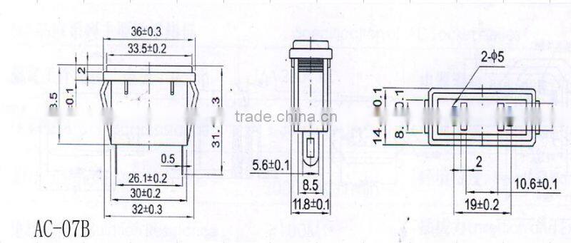 2 inside pin 250V 16A vertical power AC socket