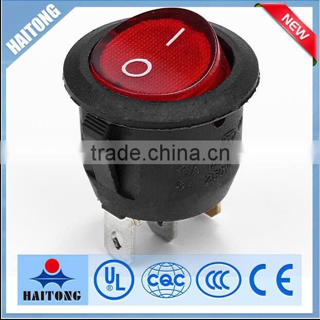 new 2 way 3pin round waterproof rocker switch t85 with red lamp